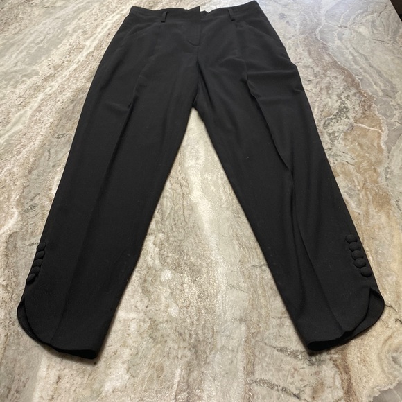 James Icon black dress pants with covered buttons on ankle - Picture 1 of 6